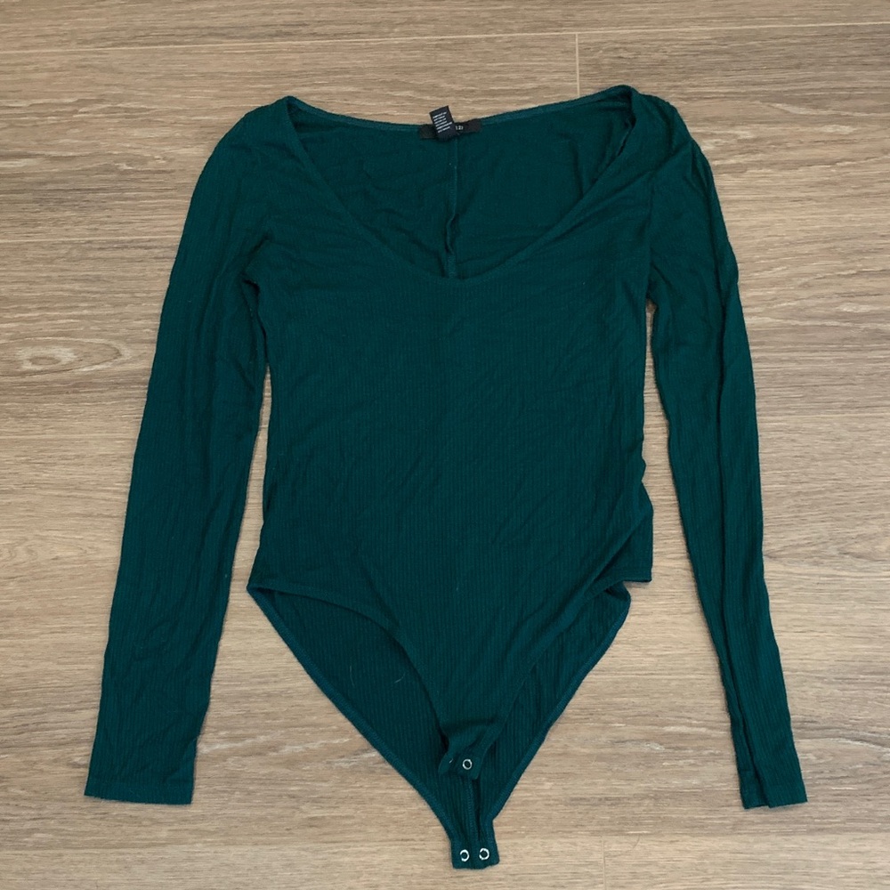 Forever 21 Teal Long Sleeve Bodysuit